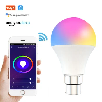 

9W WiFi Smart Light Bulb B22 E27 LED RGBCW Lamp Work With Alexa/Google Home 100-240V Dimmable Timer Function Magic Bulb