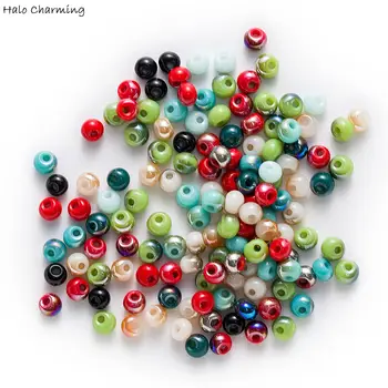 

50pcs Plating Round Faceted Crystal Glass Loose Spacer Beads Jewelry Making Sewing Handmade Shoes Bags Clothing Headwear 6x4mm