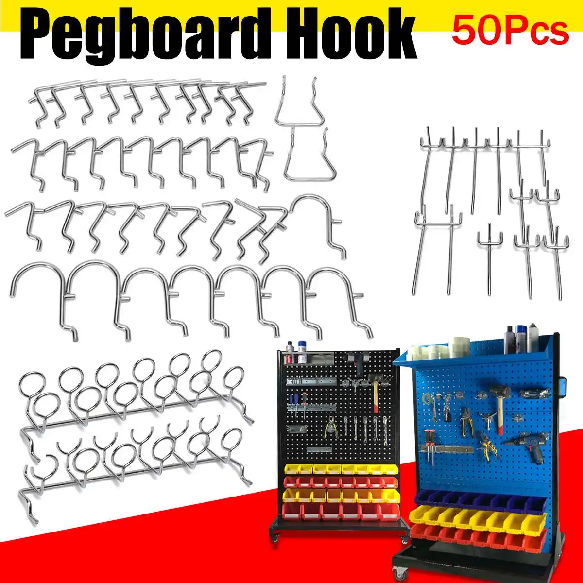 50X магазины крючки для настенных панелей ассортимент организации Hange набор корзина для покупок гараж подвесной инструмент Крючки для хранения новое поступление