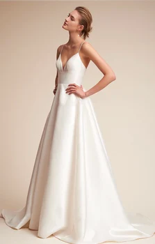 

2020 Boho Wedding Dresses Simple White Beach Wedding Gown Arabic Formal Gowns Backless Vintage Bride Decoration Party Dresses