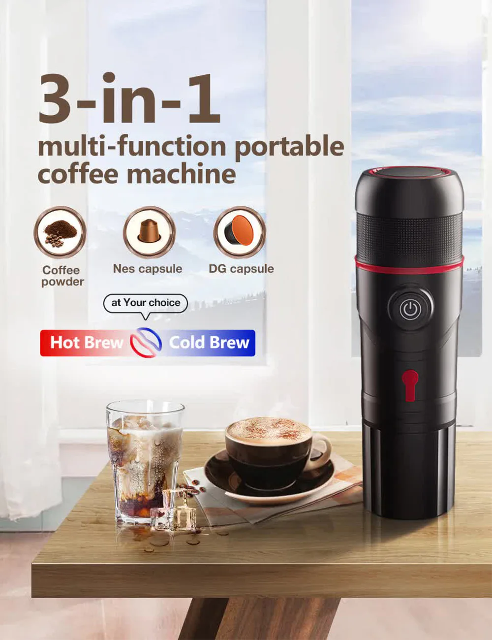 LIFENOVA Portable Coffee Machine for Car & Home,DC12V Expresso Coffee