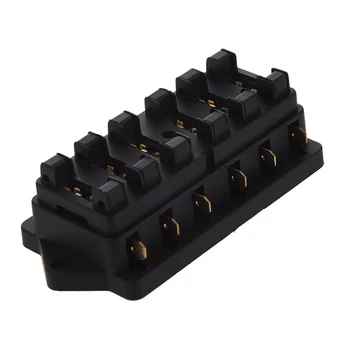 

Universal Car Truck Vehicle 6 Way Circuit Automotive Middle-sized Blade Fuse Box Block Holder Black