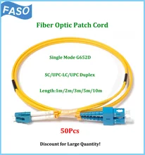 FASO 50Pcs/pack Optical Fiber Patch Cords Customized LC/UPC-SC/UPC Single Mode G652D Duplex Core Fiber Jumper 3.0mm 1m/2m/3m/5m