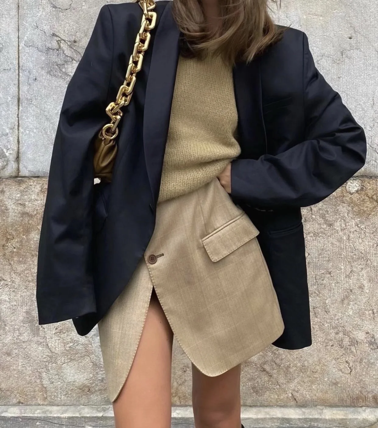 Sexy One Button Short Women Blazer Cropped High Waist Irregular Cross Slit Mini Skirt Long Sleeve Suits 2 Pieces Set Vintage 2
