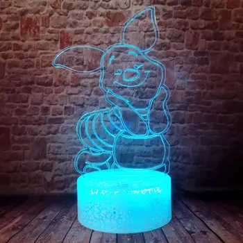 

Kawaii 3D Illusion LED Kids Nightlight Colorful Changing Sleeping Light Winnie Bear Friends Model Piglet Anime Figure Toys