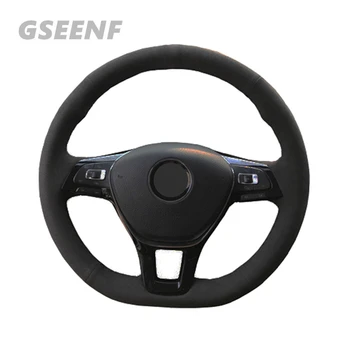 

Car Steering Wheel Cover For Volkswagen VW Golf 7 (VII) Golf Sportsvan(SV) Polo Tiguan Black Hand-stitched Soft Suede