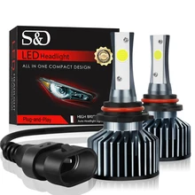 2 шт. автомобиль лампы для передних фар Светодиодный H1 H3 H27 H7 H11 HB3 HB5 880 9005/HB3 9006/HB4 H4 светодиодный HB1 12V 72W фары для 6000K 12000LM лампа авто противотуманных фар