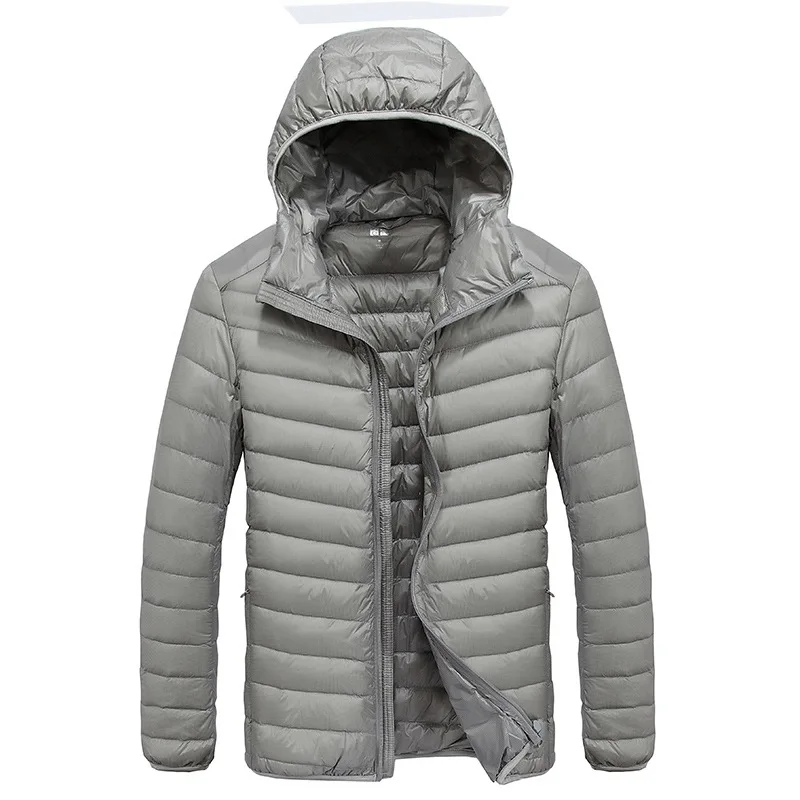 Autumn Men's Ultralight White Duck Down Hooded Jacket Male Windproof Waterproof Parkas Coats Ultra Light Stand Collar