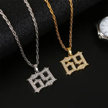 

Fashion Women Men 69 Number Pendant Necklace Hip Hop Jewelry Punk Style Gold Silver Color Rope Chain Statement Necklace Gifts