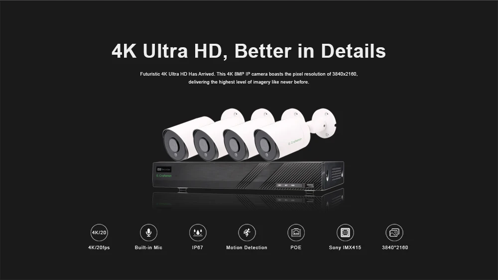4ch 4K POE Комплект Системы видеонаблюдения sony IMAX415 H.265 8ch NVR Открытый водонепроницаемый аудио IP камера видеонаблюдения сигнализация видео p2p