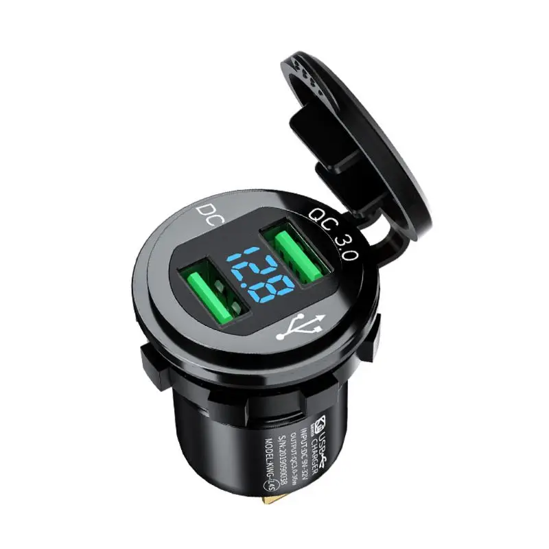 Водонепроницаемый двойной QC3.0 USB быстрое зарядное устройство розетка светодиодный вольтметр Для Автомобиля Морской