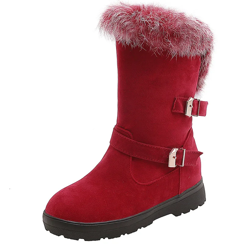 Новые Зимние ботильоны красного, коричневого, черного цвета женские модные ботинки на среднем каблуке, большие размеры 12 Женская обувь на платформе с мехом, 10