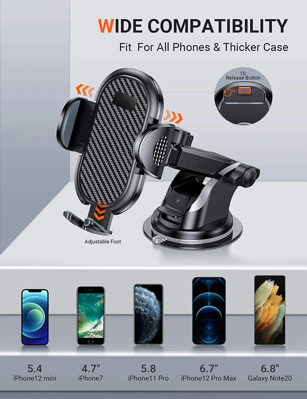 Universal Car Phone Holder with Sucker Mount for GPS and Mobile Devices