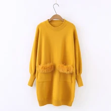 Women Knitted Long Sweater Solid Black Yellow Female Pullover High Quality Femme Sweaters