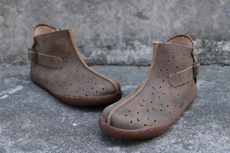 IMTER/летние ботинки женские ботильоны из натуральной кожи женская летняя обувь с перфорацией женские ботильоны размера плюс(k02A