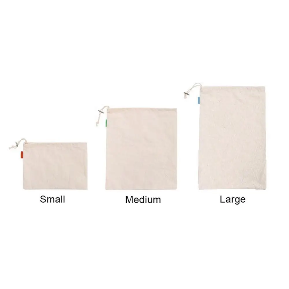 Reusable Bulk Bin Cotton Drawstring Bag Metal Buckle Multi-Purpose Fruit Vegetable Rice Bread Shopping | Дом и сад