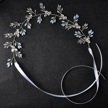 

Silver Color Leaf Rhinestone Women Hairbands Wedding Bridal Hair Jewelry Accessories Ornament for Head Handmade Tiara Headbands