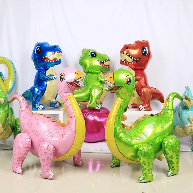 1pcs Large 4D Walking Dinosaur Foil Balloons Jungle Animal Boys Birthday Party Decors Tyrannosaurus Jurassic Dragon Kids Toys 3
