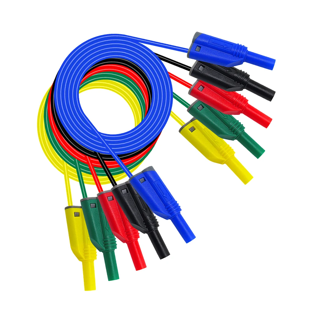 5 Pieces Test Wire Probe Lead 4mm 14awg Silicone Banana To Banana Plug For Tester Multimeter