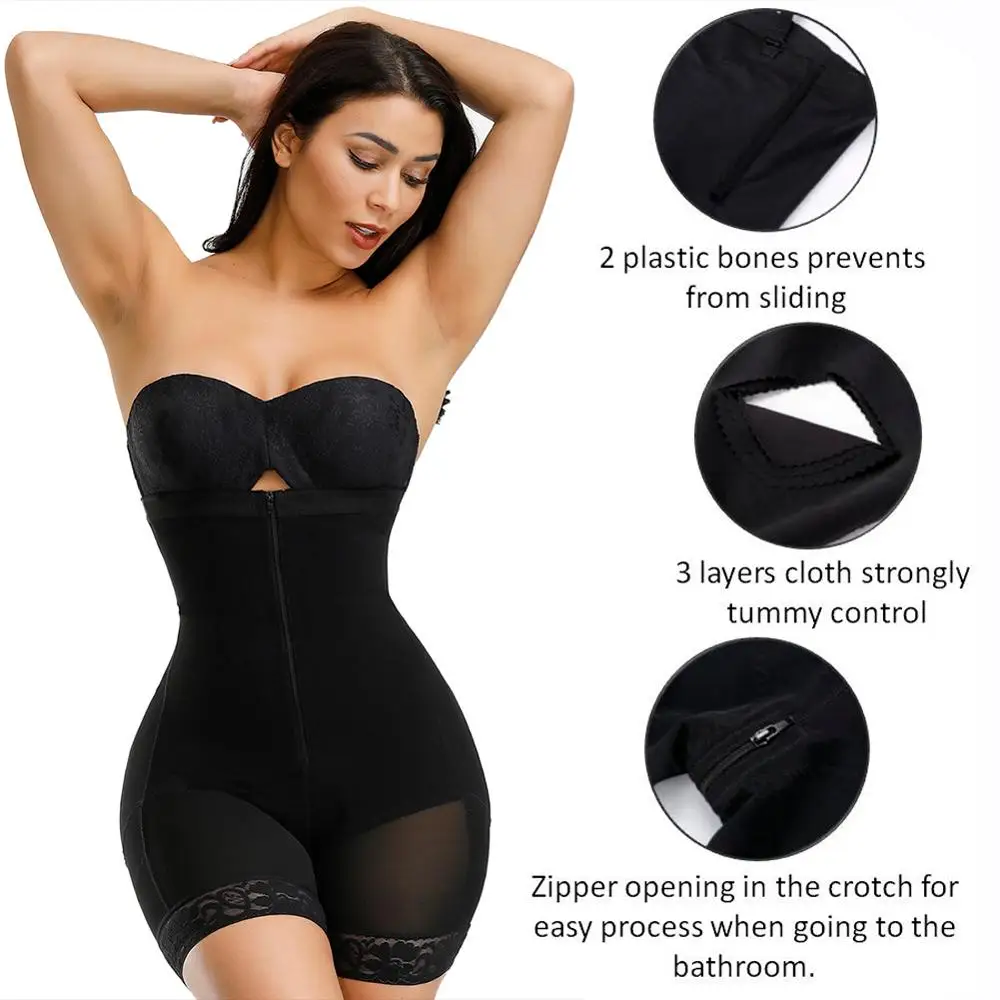  Corset Secret Women Body shaper Tummy Control Underwear Adjustable Straps Shapewear Crotch Zipper d