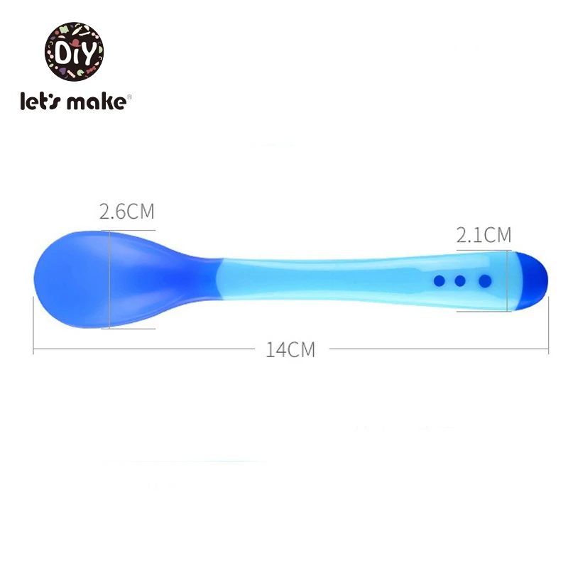 Let's Make Temperature Sensing Spoon Baby Tableware Safety Feeding Spoons Children's Tableware Kids Food Grade Silicone Fork