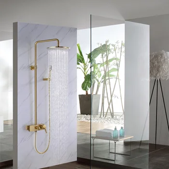 

All copper brushed gold black chrome three stage high pole surface mounted shower shower shower shower set