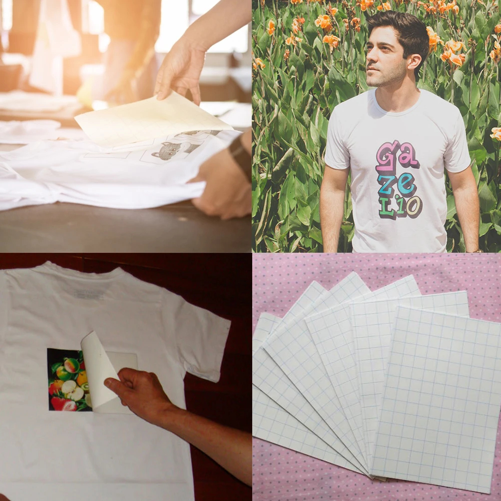 10 Sheets T-Shirt A4 Heat Transfer Paper Iron On Inkjet Heat Transfer Paper DIY T-Shirt Painting Iron-On Paper Fabrics Cloth B4