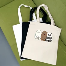 Аниме медведи печатных милый мультфильм большой емкости Холст сумка ткань хлопок ткань многоразовые сумки для покупок женские пляжные сумки