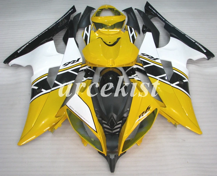 ABS литья под давлением Обтекатели комплект подходит для YAMAHA YZF-R6 2008- 08 09 10 11 12 13 14 15 16 кузов комплект синий белый - Цвет: yellow