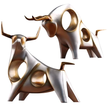 

Cattle Statue Ox Home Decor Living Room Bull Sculpture Wine TV Cabinet Ornament Crafts Abstract Animal Figurine