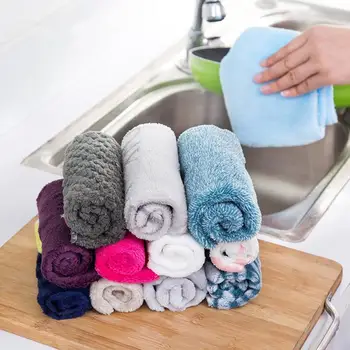 

1PC Strong Absorbent Soft Scouring Pad Kitchen Cleaning Dish Towel Microfiber Household Cleaning Cloths Kitchen Gadgets Hot Sale