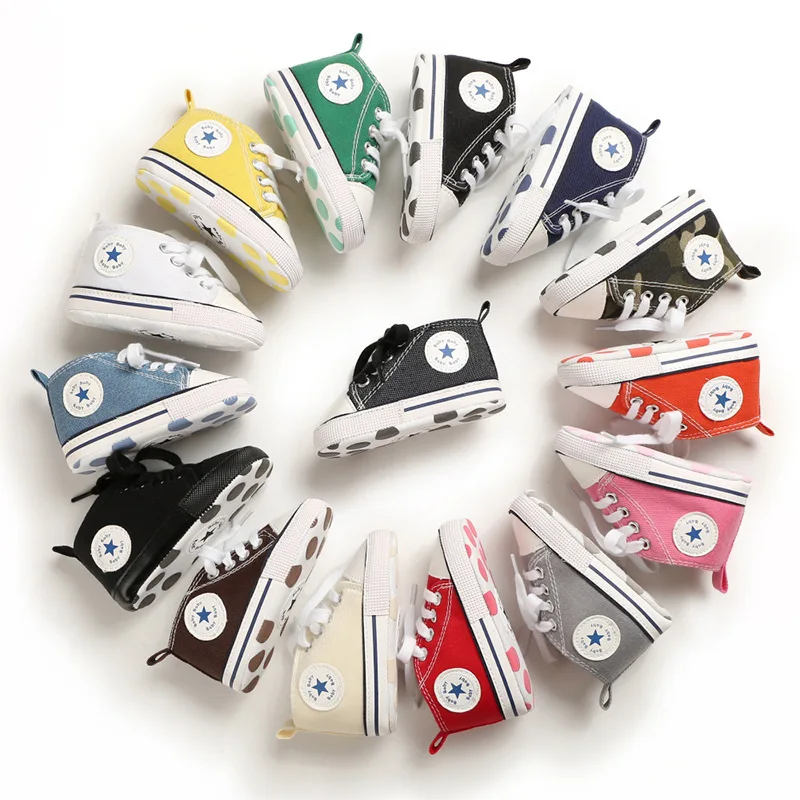 16 Colors Unisex Baby Casual Shoes Toddler Sneakers Infant Newborn Spring And Autumn Lace-Up Canvas |