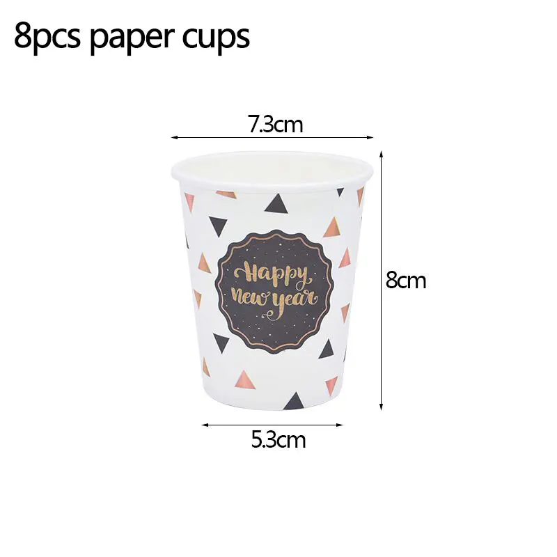 b03-8pcs paper cups Украшение на год, бумажные салфетки для стаканчиков, ножей, ложек, вилок, одноразовые столовые приборы для вечеринок - Цвет: b03-8pcs paper cups