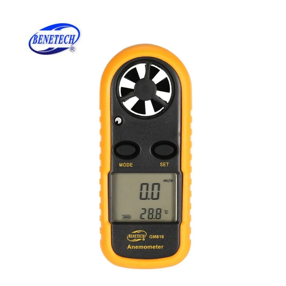 

BENETECH GM816 Digital Anemometer Thermometer Wind Speed Air Velocity Airflow Temperature Gauge Windmeter with LCD Backlight HOT