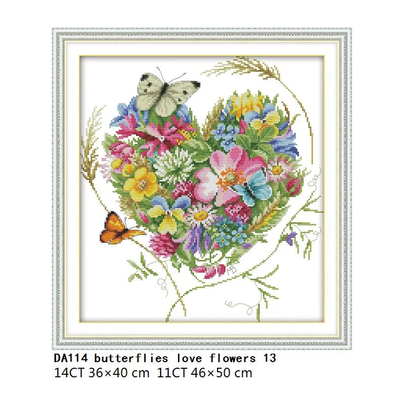 Joy Sunday Cross Stitch Butterflies Love Flowers Clear Patter Floral Flower Print Counted Pattern Cross-Stitch Kits for Beginner (2)