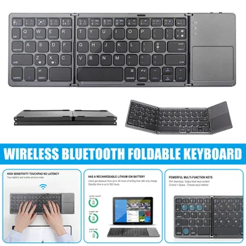 

2019 Trifold Wireless Communication Keyboard Portable Lightweight Keypad with Touchpad H-best
