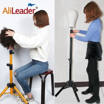 

Alileader 45/50Inch Wig Tripod Stand Telescopic Tripod For Mannequin Head Black Gold Wig Holder Stand Mannequin Head Making Kit