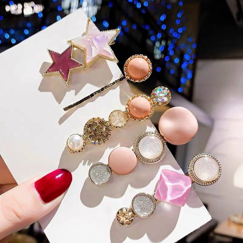 Заколки для волос с жемчугом женские элегантные геометрические украшения модные