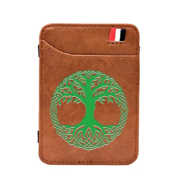 

Digital Printing Charm Tree of Life Leather Magic Wallets Fashion Men Women Money Clips Card Purse Thin Cash Holder