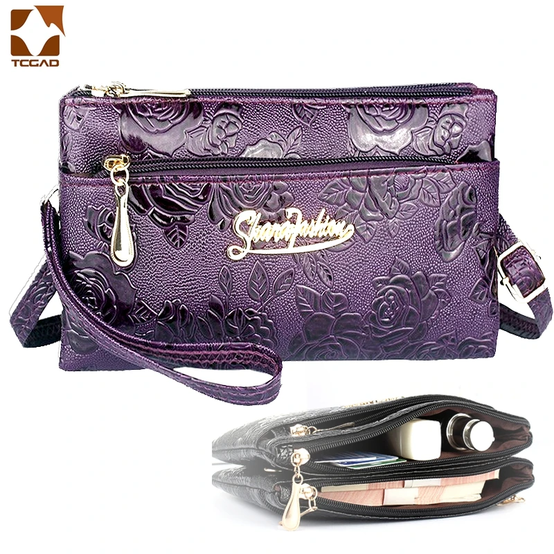 Phone Wallet Clutch-Bag Purse Wristlet Four-Zipper Kadn Portfel Knurling Long Sac Women