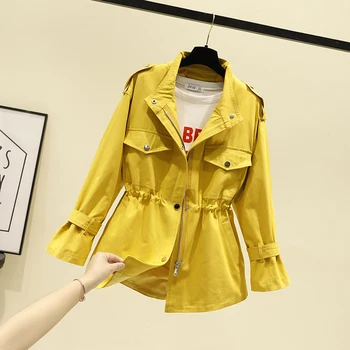 

Short Trench Coat Female 2020 Spring And Autumn New Loose Fashion Tooling Top Women's Windbreaker Casual Wild Women Coat
