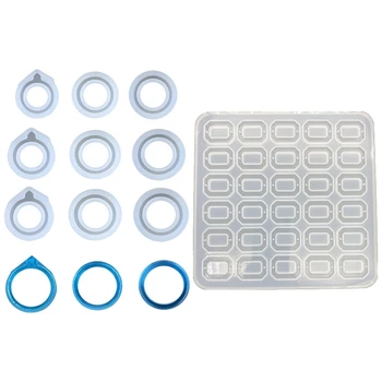 

9Pcs Assorted Sizes Ring Silicone Mold 16mm-20mm & 1x Rectangle Round DIY Crystal Epoxy Bracelet Necklace Pendant Mold