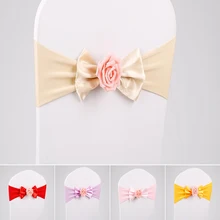 Chair Sashes Bands Artificial Flower Chair Bows for Wedding Party Ceremony Banquet