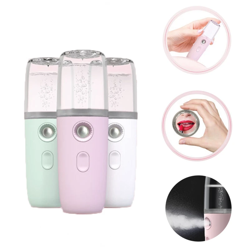 

30ml Mini USB Charging Nano Mist Sprayer With Mirror Facial Body Nebulizer Steamer Moisturizing Skin Care Face Beauty Instrument