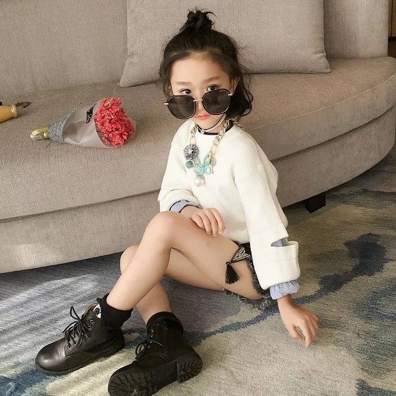 Autumn And Winter New Style Korean-style Thick Men And Women Kids' Sweater Childrenswear Sweater Base Shirt Stall