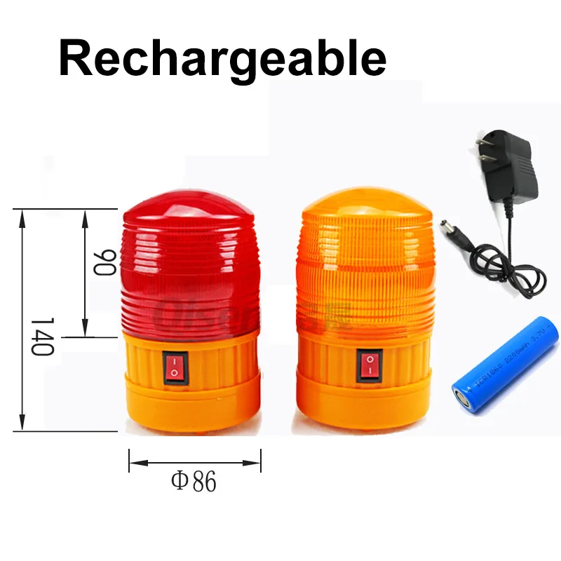 

mini strobe light orange red portable with battery rechargeable flashing siren emergency warning lamp lights