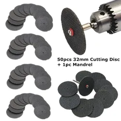 Accessoires Dremel outils abrasifs Mini perceuse 32mm avec 1 pièce mandrin résine disque de coupe roue de coupe 50 pièces 