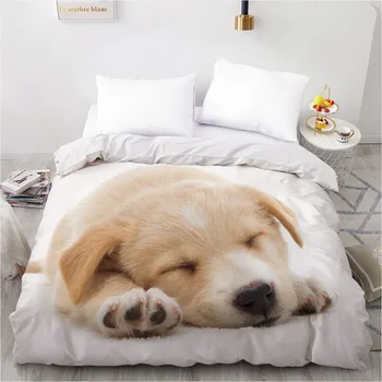 

3D Printed Custom Design Duvet Cover Quilt Comforter Blanket Case Covers Bedding Set Animal Pet Dog White Home Textile