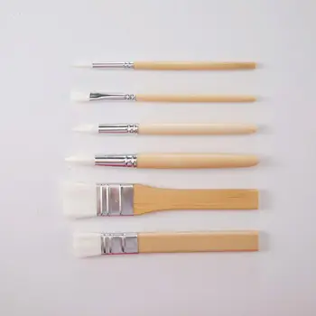 

6pcs/set Watercolor Gouache Painting Brushes Different Shape Pen Nylon Hair Wooden Handle Art Supplies