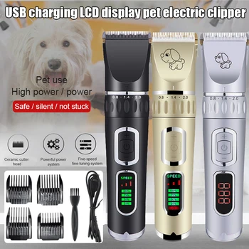

2019 Pet Clippers Rechargeable Low Noise Dog Clippers LCD Display Hair Trimmers Groomings Hair Shaver Set